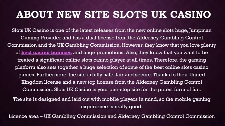 about new site slots uk casino
