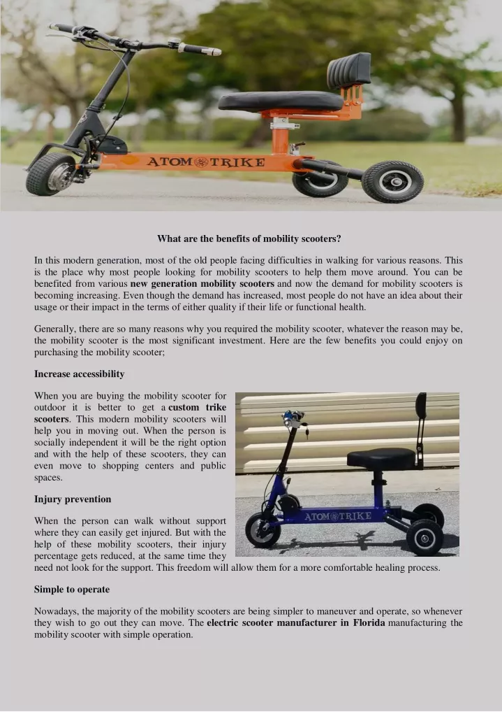 what are the benefits of mobility scooters