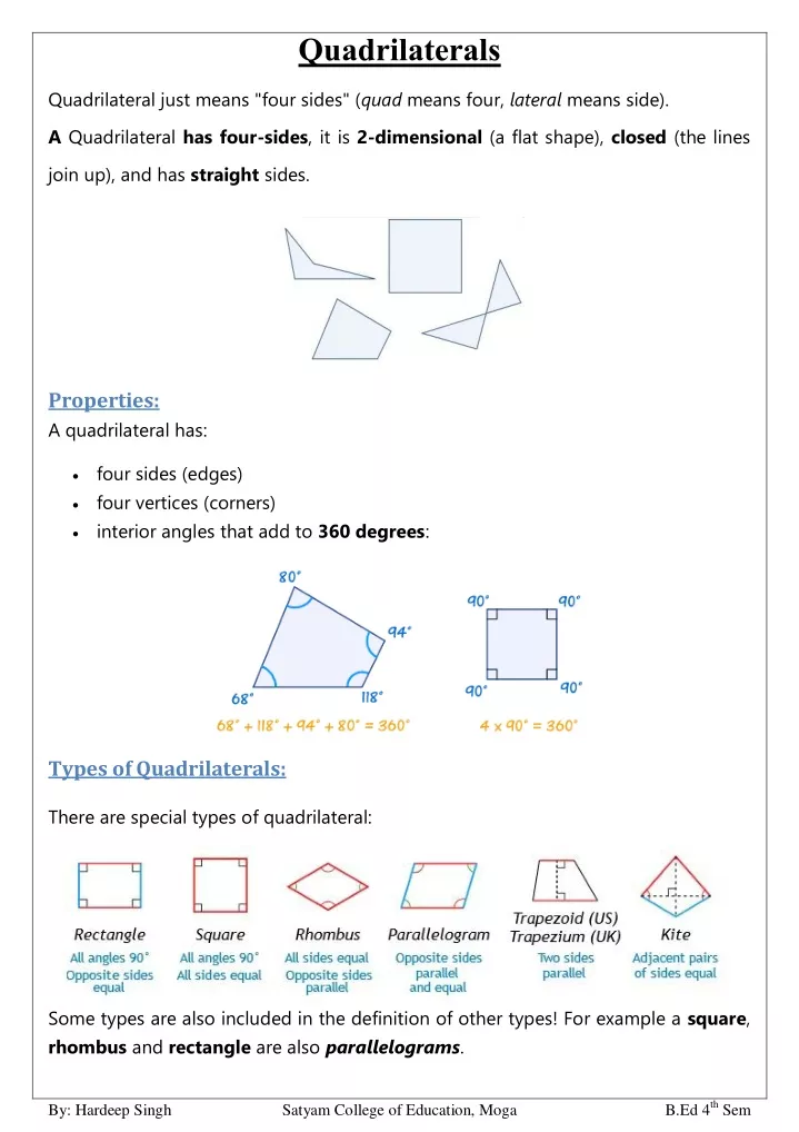 powerpoint presentation on quadrilaterals