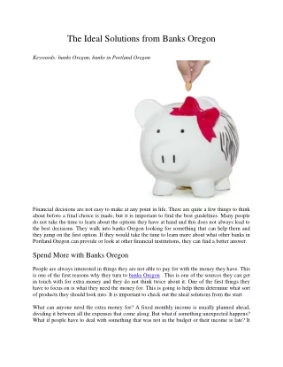 the ideal solutions from banks oregon