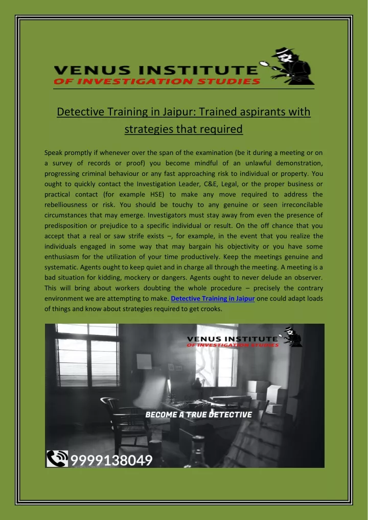 detective training in jaipur trained aspirants