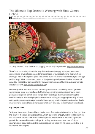 the ultimate top secret to winning with slots