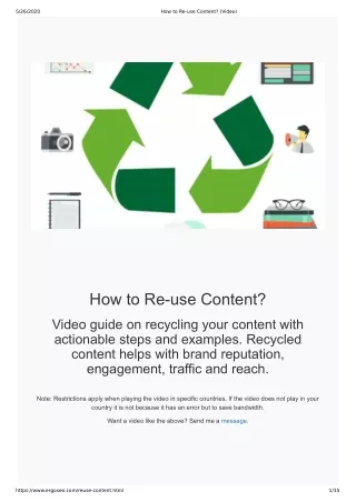 How to Re-use Content (Video)