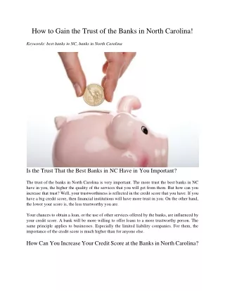 how to gain the trust of the banks in north