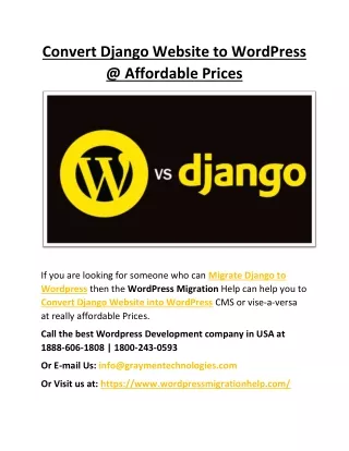 Convert Django Website to WordPress @ affordable prices