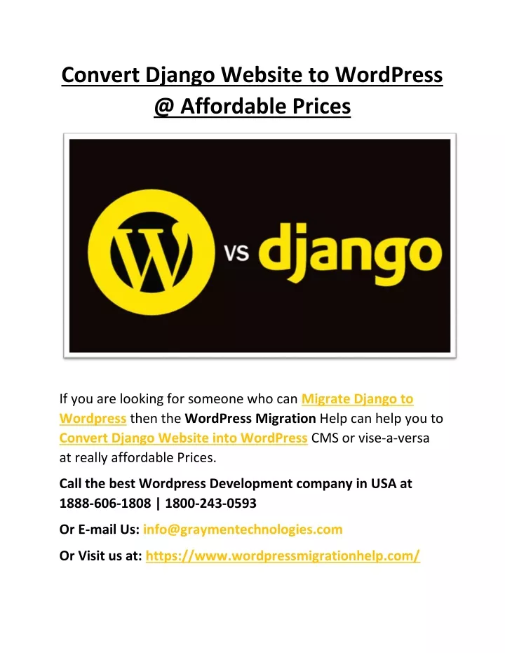 convert django website to wordpress @ affordable