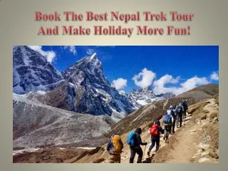 Book The Best Nepal Trek Tour And Make Holiday More Fun!