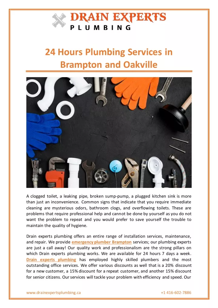 24 hours plumbing services in brampton