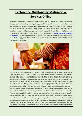 Explore the Outstanding Matrimonial Services Online