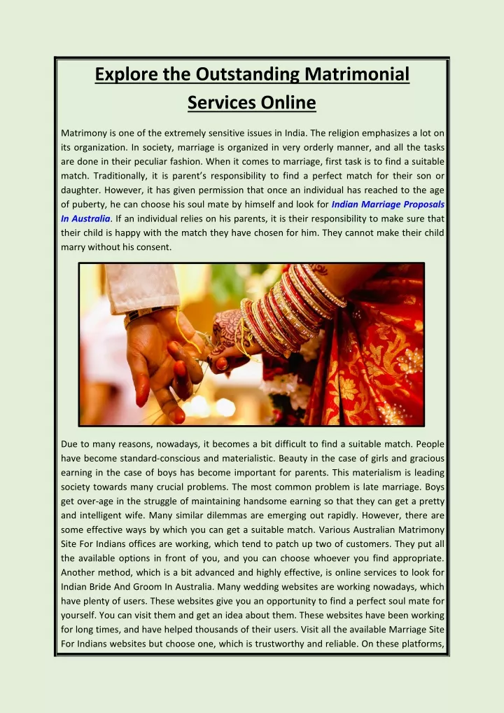 explore the outstanding matrimonial services