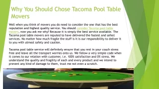 Why You Should Chose Tacoma Pool Table Movers