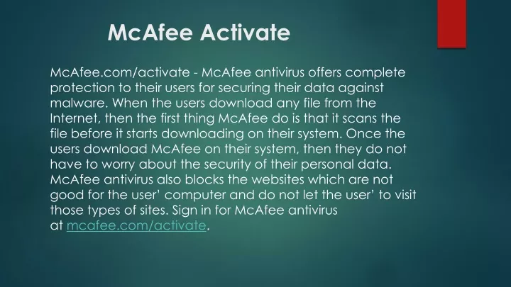 mcafee activate