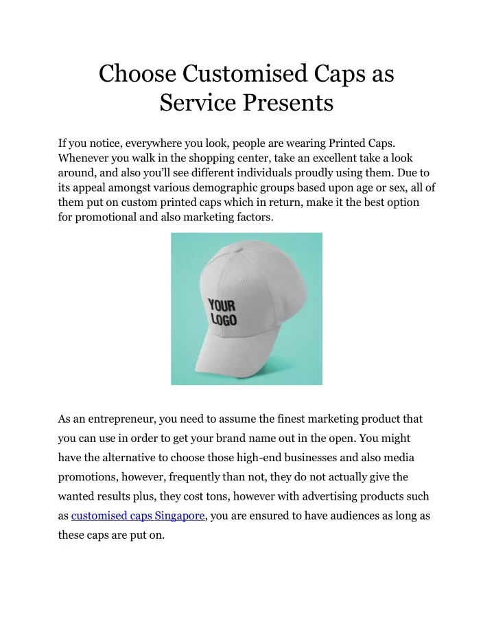 choose customised caps as service presents
