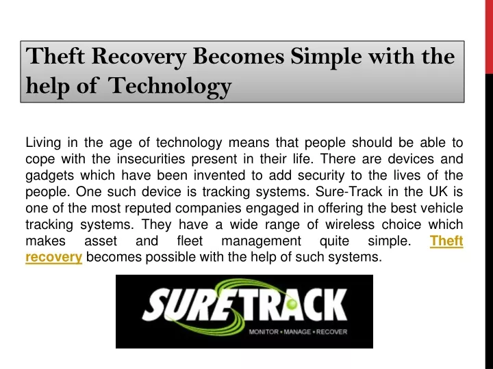 theft recovery becomes simple with the help of technology