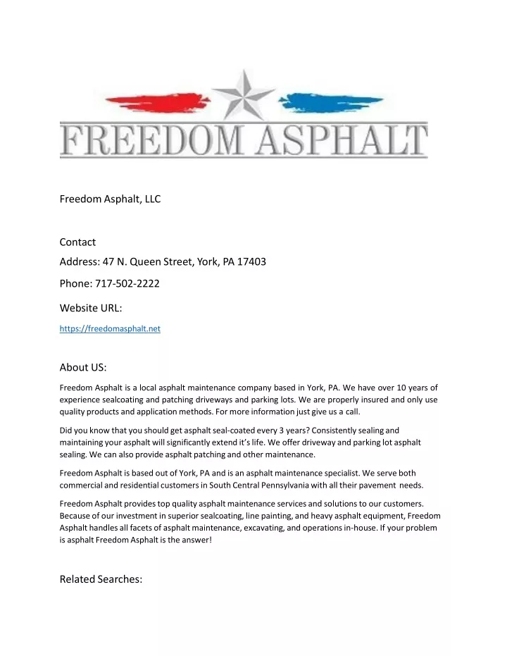 freedom asphalt llc contact address 47 n queen