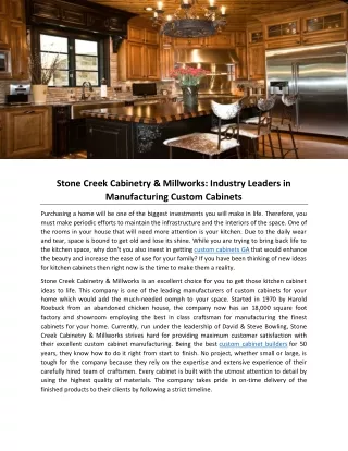 Stone Creek Cabinetry & Millworks: Industry Leaders in Manufacturing Custom Cabinets