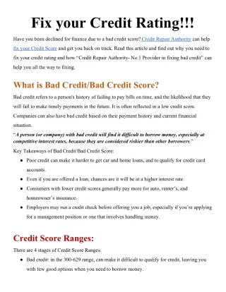 How to fix bad credit