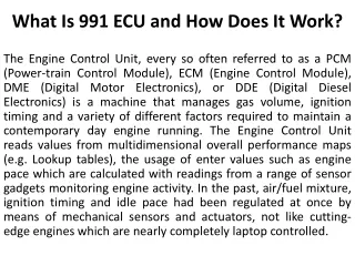 what is 991 ecu and how does it work