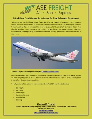 role of china freight forwarder to ensure on time