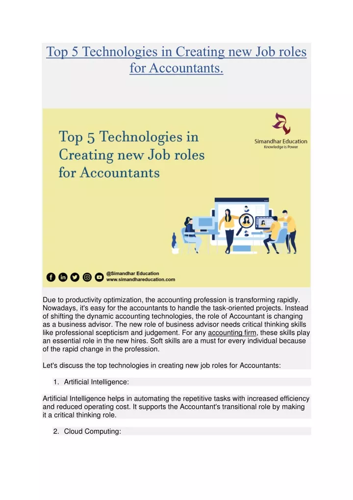 top 5 technologies in creating new job roles
