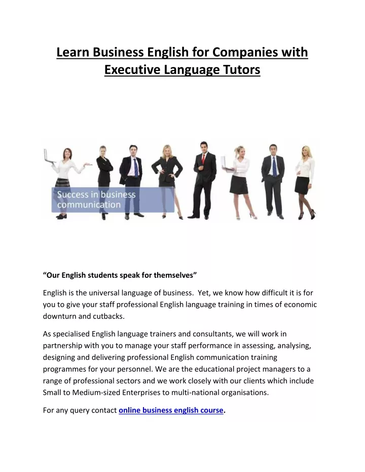 learn business english for companies with