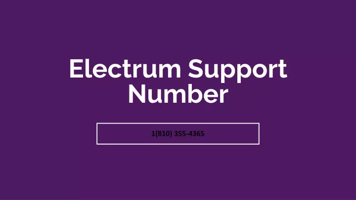 electrum support number