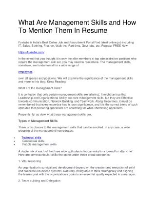 What Are Management Skills and How To Mention Them In Resume