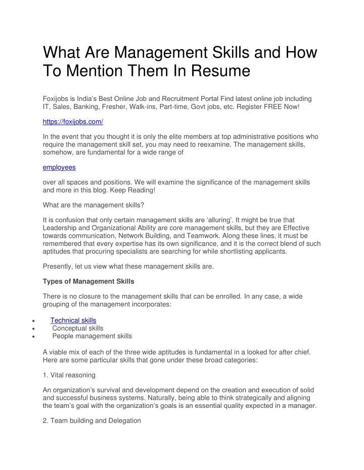 what are management skills and how to mention