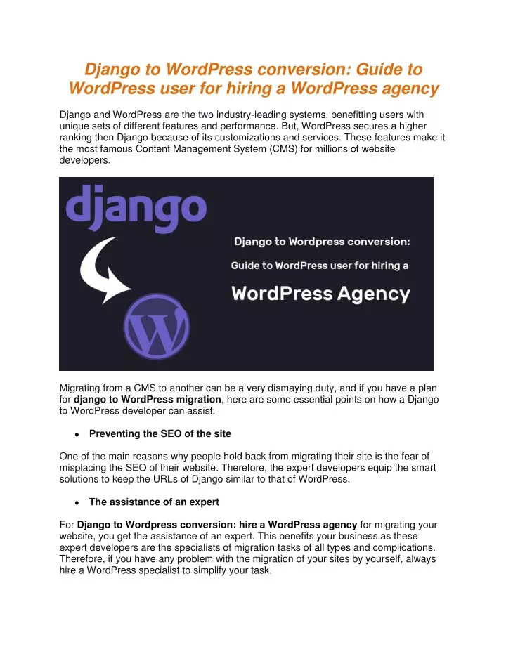 django to wordpress conversion guide to wordpress