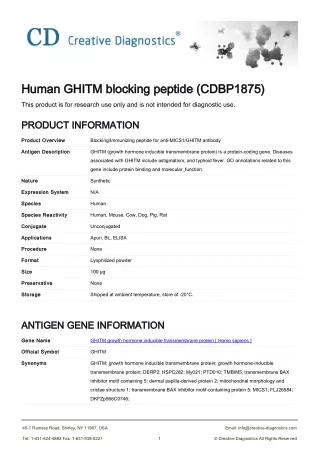 human ghitm blocking peptide cdbp1875 human ghitm