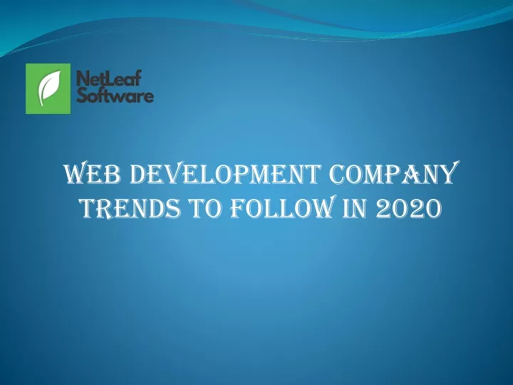 web development company trends to follow in 2020