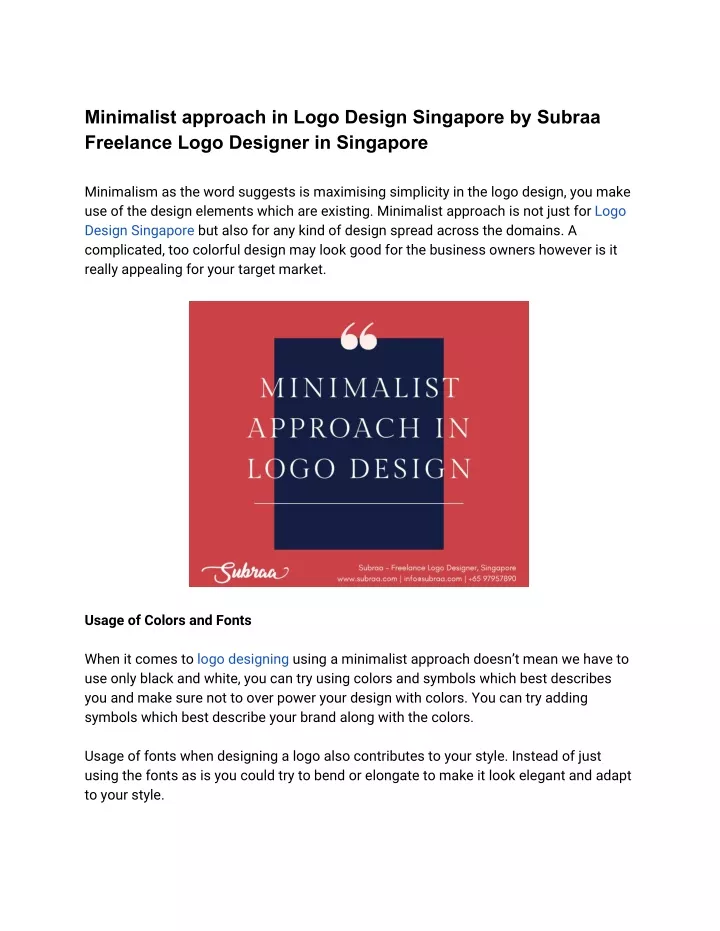 minimalist approach in logo design singapore