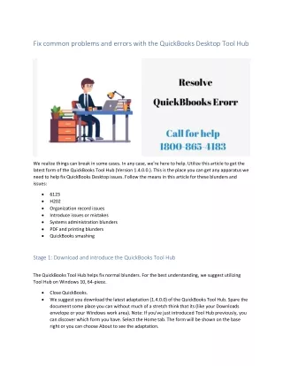 Fix common problems and errors with the QuickBooks Desktop Tool Hub