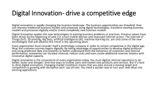 digital innovation drive a competitive edge