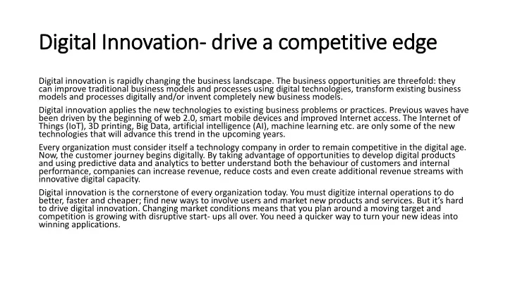 digital innovation drive a competitive edge