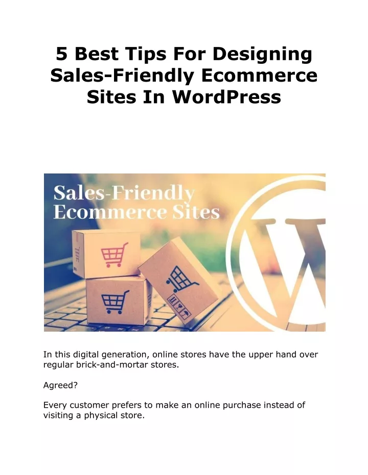 5 best tips for designing sales friendly ecommerce sites in wordpress