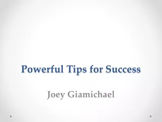 Joey Giamichael - Your 8 Tips for Success