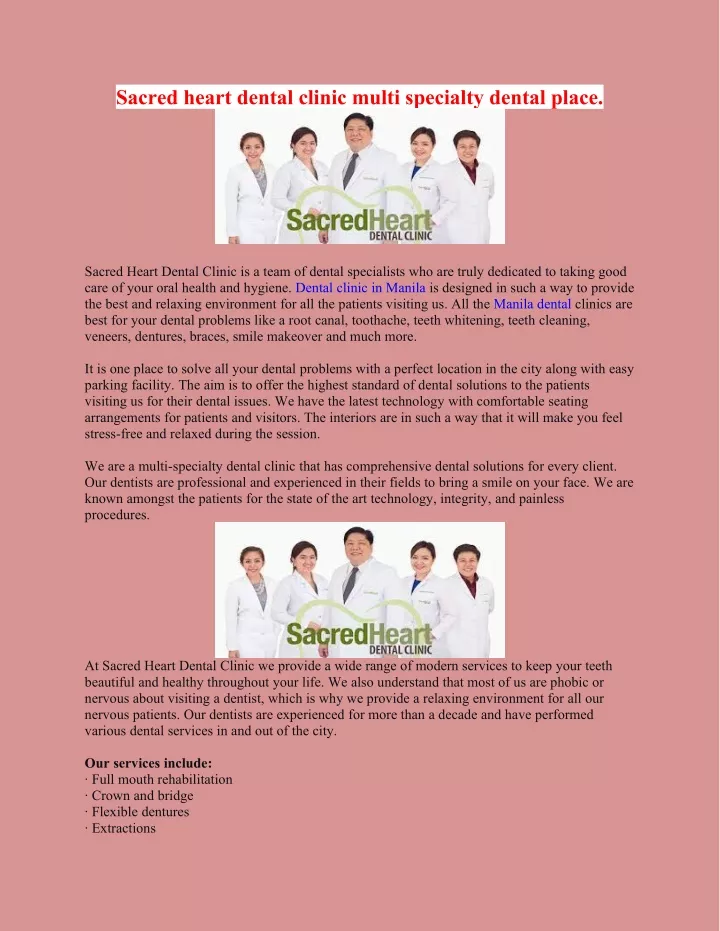 sacred heart dental clinic multi specialty dental