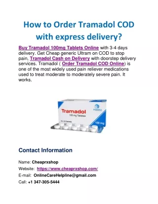 How to Order Tramadol COD with express delivery?
