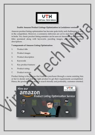 Enable amazon product listings optimization in lockdown versions virtual tech ninja