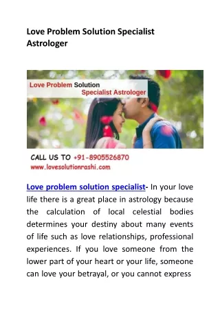 Best Love Problem Solution Specialist Astrologer