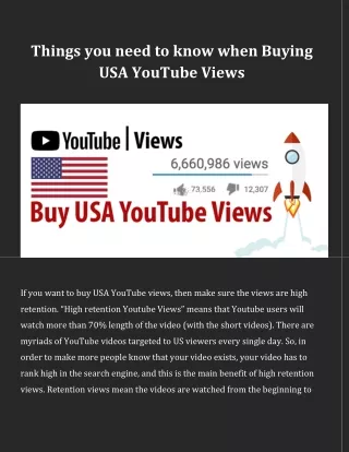 Things you need to know when Buying USA YouTube Views