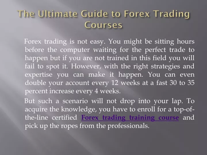 the ultimate guide to forex trading courses