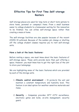 effective tips for first time self storage renters