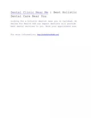 Dental Clinic Near Me | Best Holistic Dental Care Near You