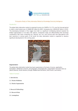 exhaustive study on dairy alternative market