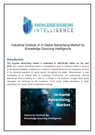 Industrial Outlook of In-Game Advertising Market by Knowledge Sourcing