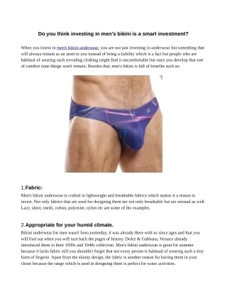do you think investing in men s bikini is a smart