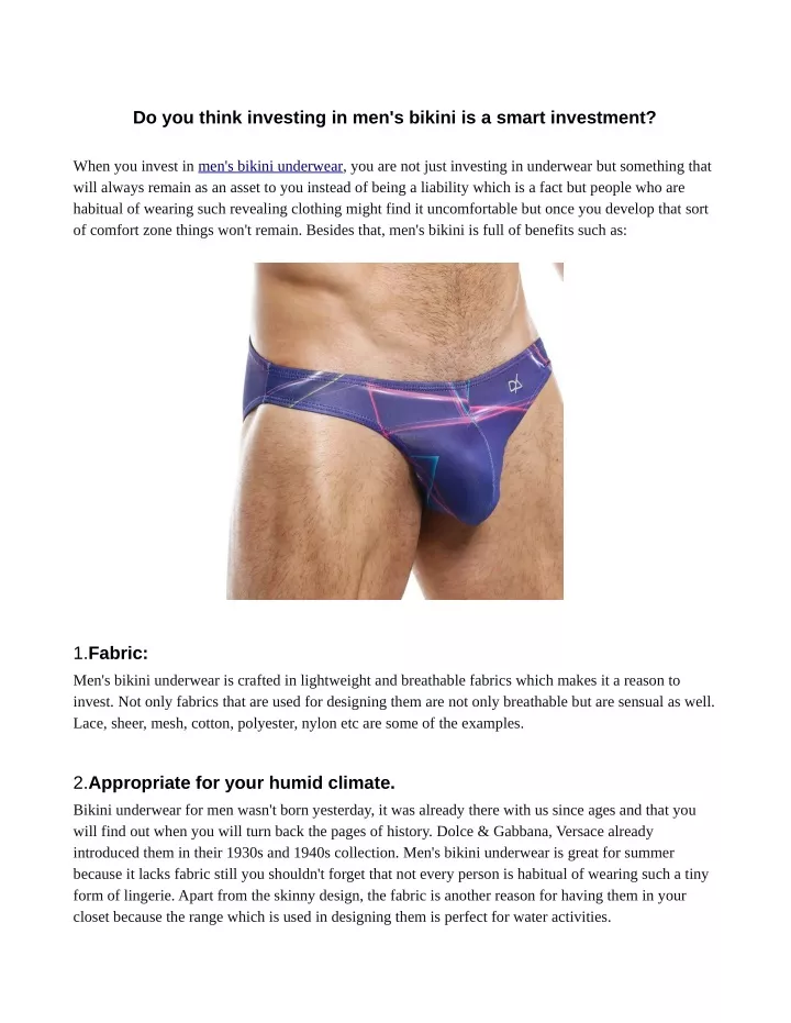 do you think investing in men s bikini is a smart