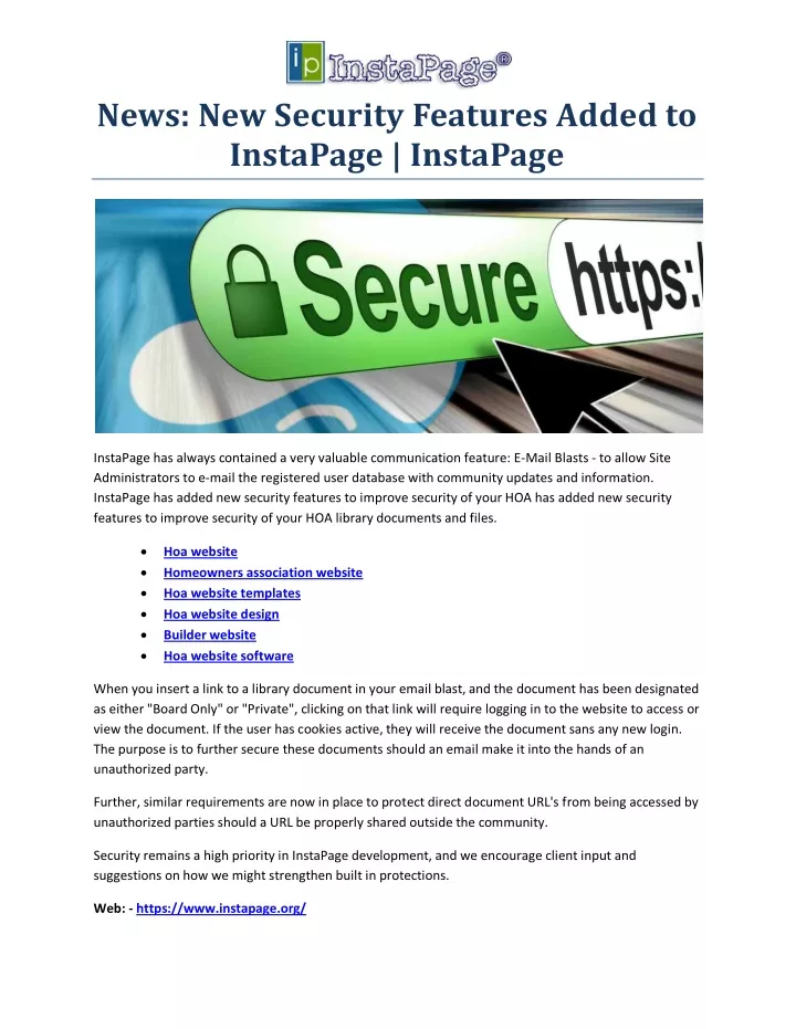 news new security features added to instapage